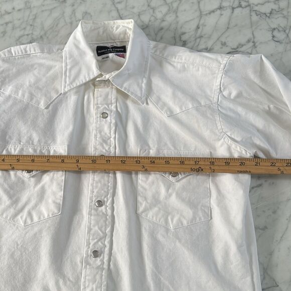 Flying R Ranchwear Ruddock LS Pearl Snap 15 1/2 34C Made USA White - Picture 6 of 9